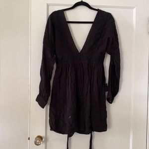 Free people deep v long sleeve dress
